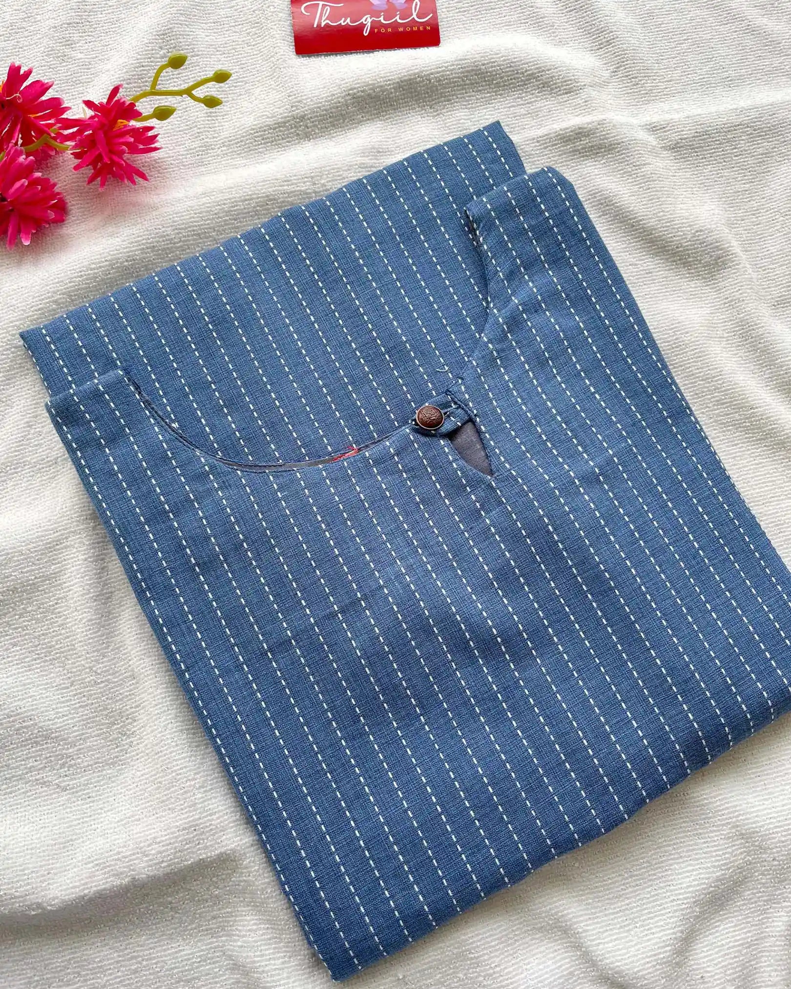 T005 Blue handloom cotton kurta