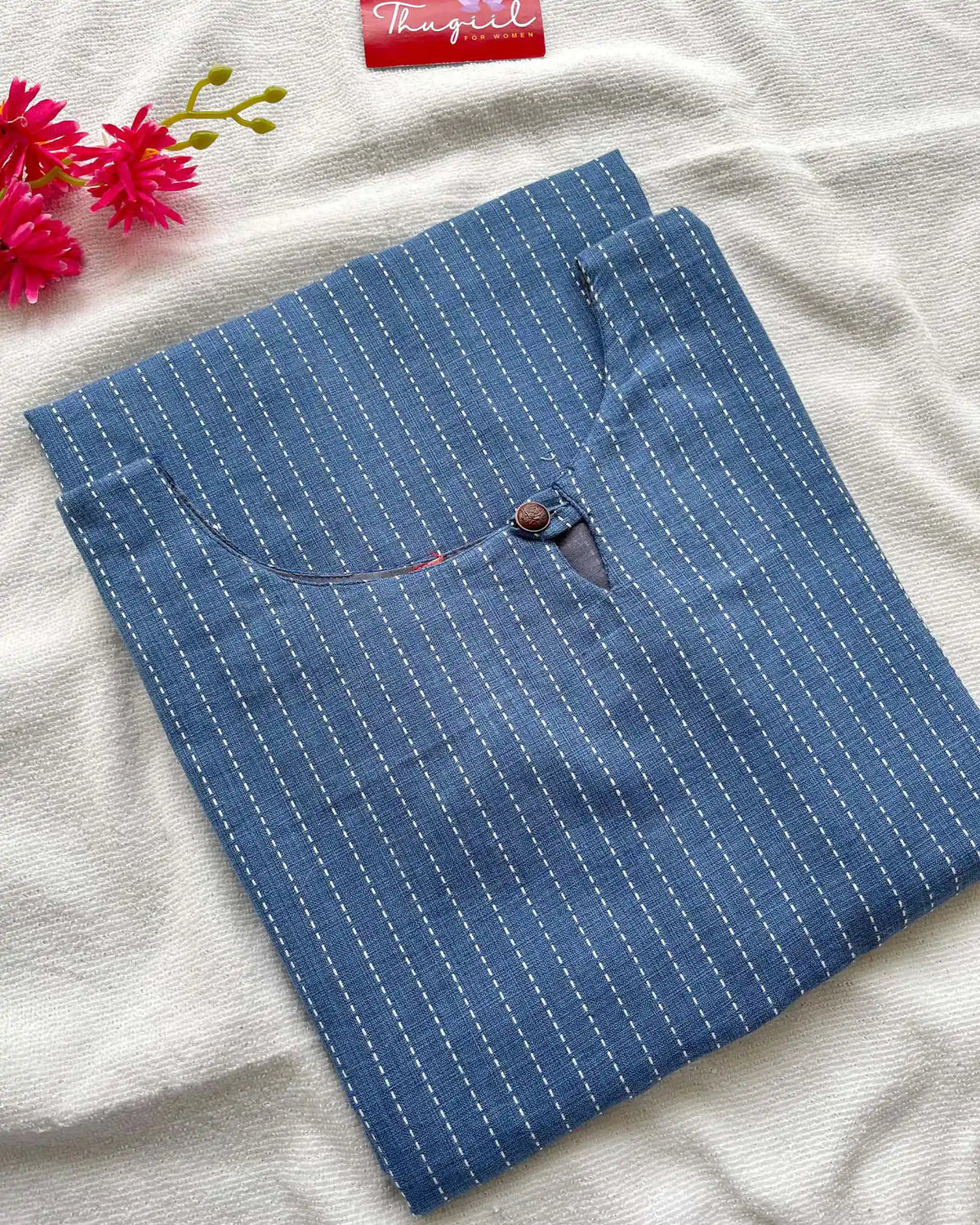 T005 Blue handloom cotton kurta