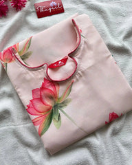 T014 Lotus Printed Linen kurta