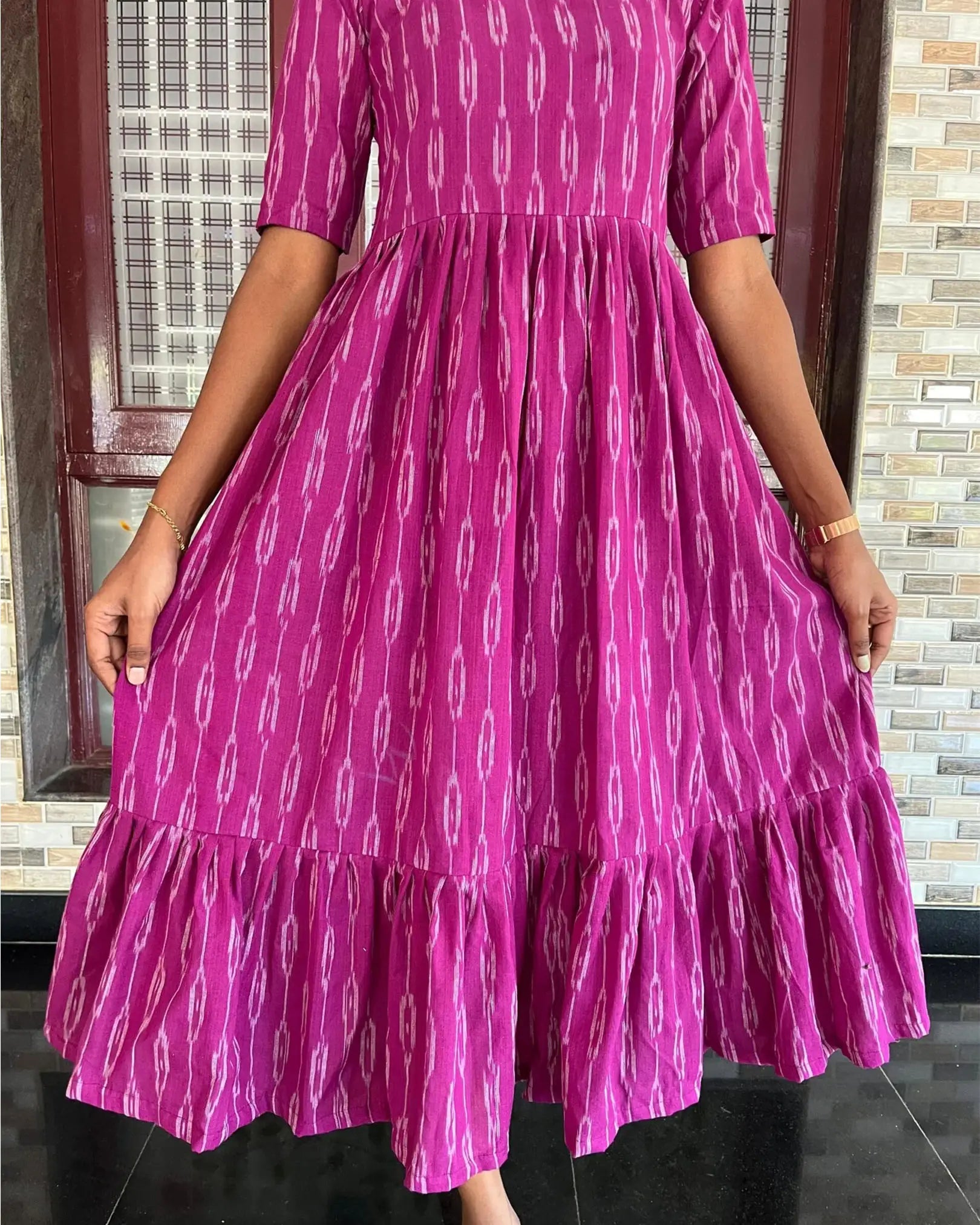 T022 Purple Ikkat Dress