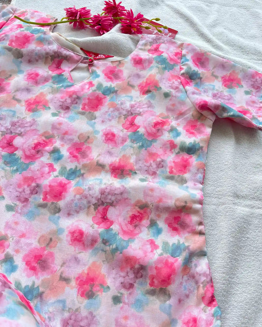 T006 Floral linen - Cotton Kurta