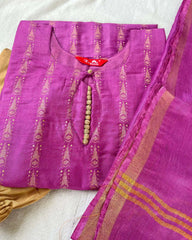 T023 Pink Purple katan silk kurta set