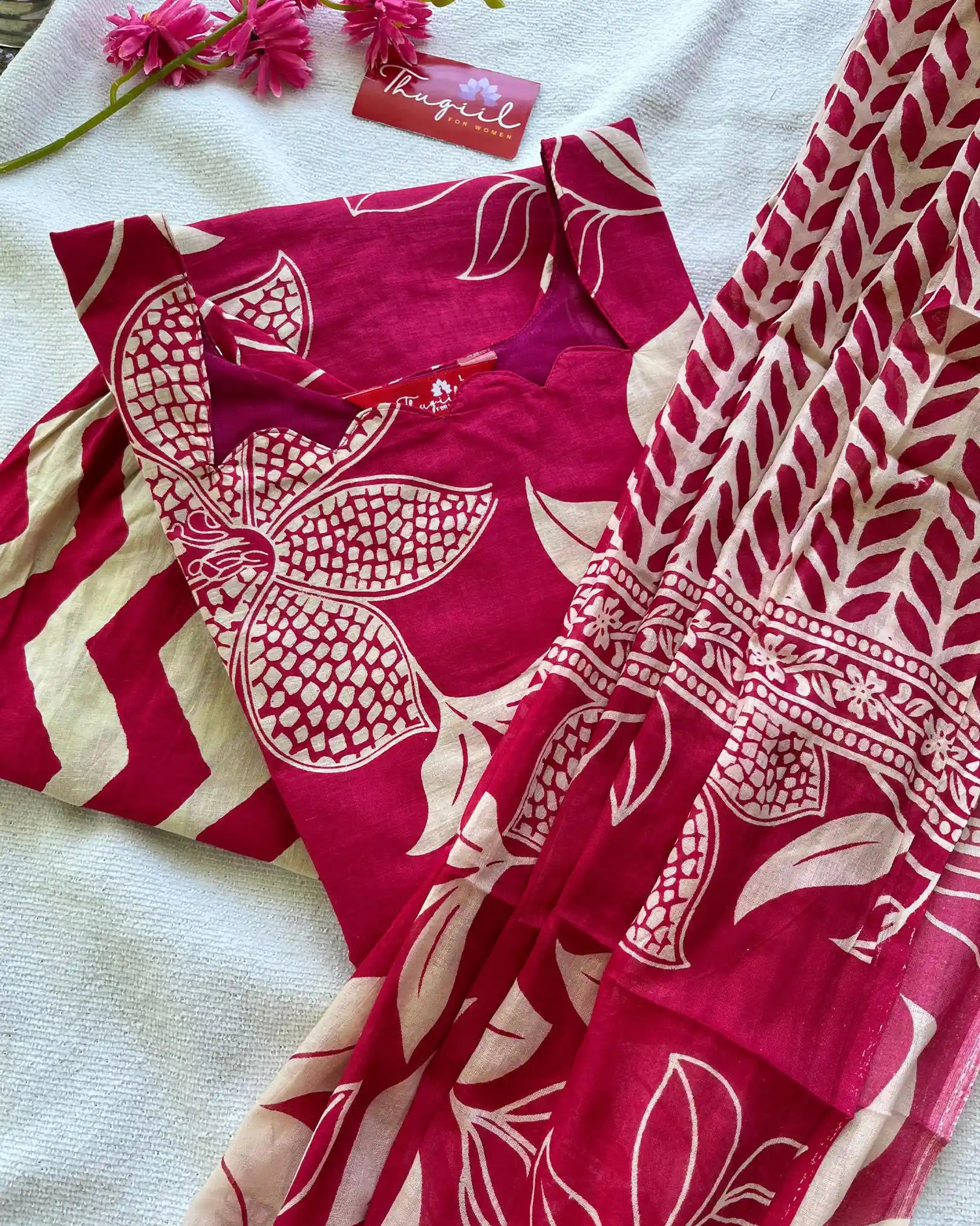 T010 Magenta pure cotton kurta set