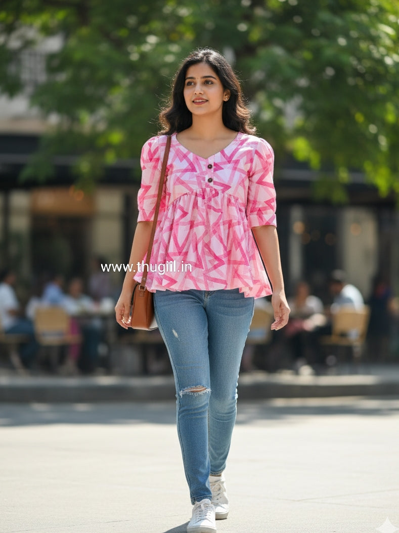 T002 Abstract Peplum top