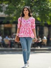 T002 Abstract Peplum top