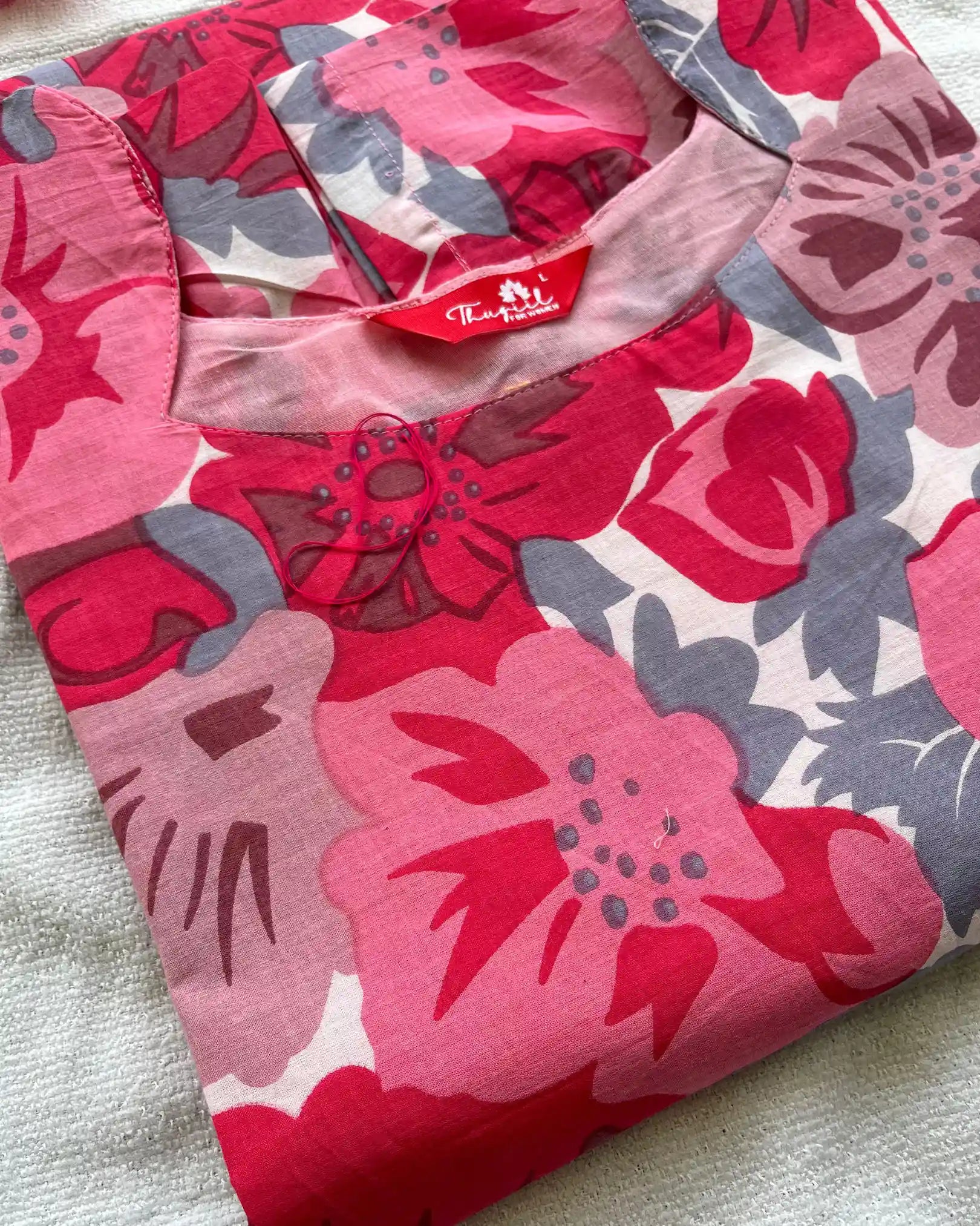 T016 Pink floral kurta