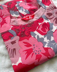 T016 Pink floral kurta