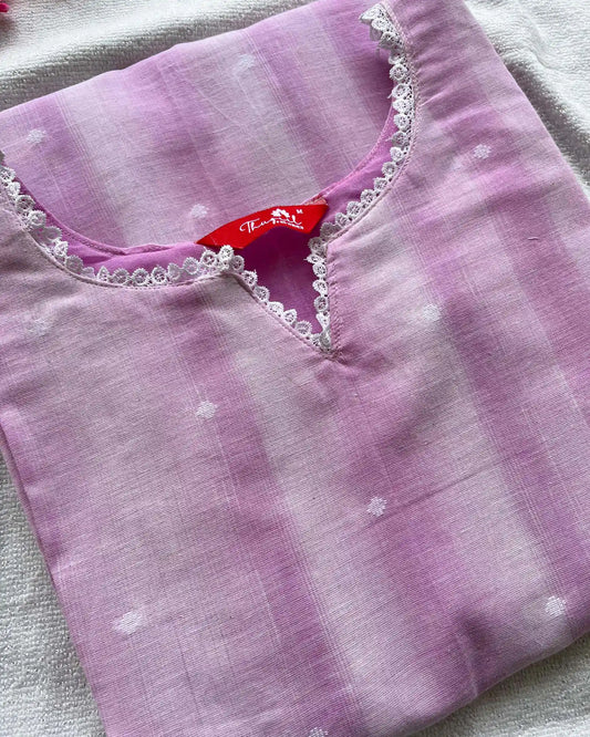 T008 Lavender handloom cotton kurta