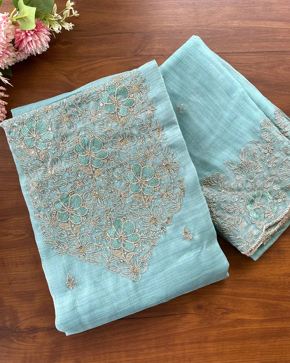 T112 Crushed Crepe Silk Unstitched Suits