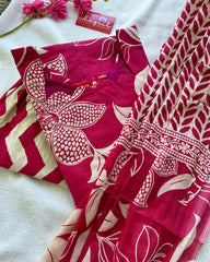 T010 Magenta pure cotton kurta set