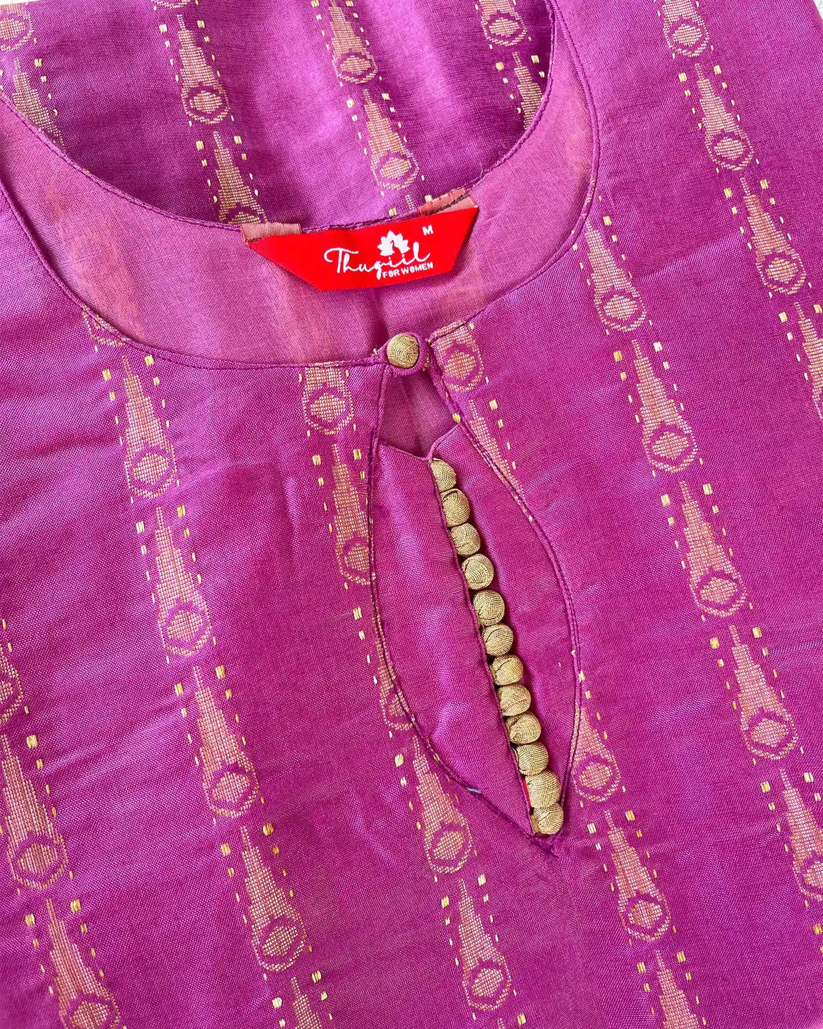T023 Pink Purple katan silk kurta set