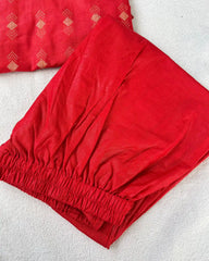 T026 Red katan silk kurta set