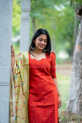 T537 Vaishnavi (Rust Orange) - Kurta Set