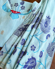 T125 Sky Blue Jamdani Kurta Set (Top-Dupatta)