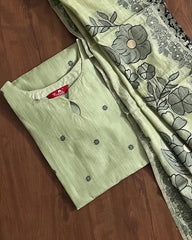 T301 Pastel Green Grace Kurta Set (Top-Dupatta)