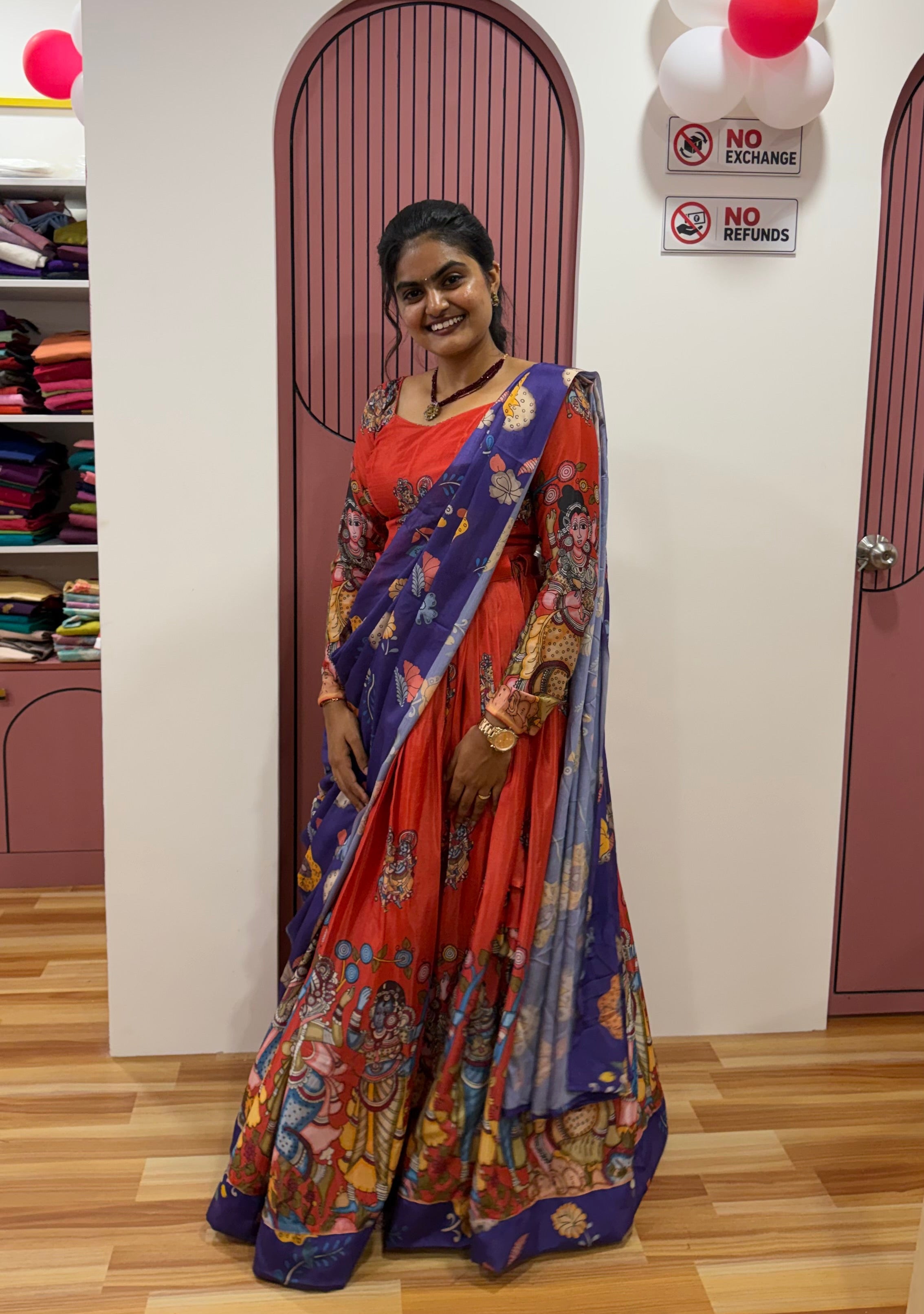 T532 Red Kalamkari - TOP & SKIRT