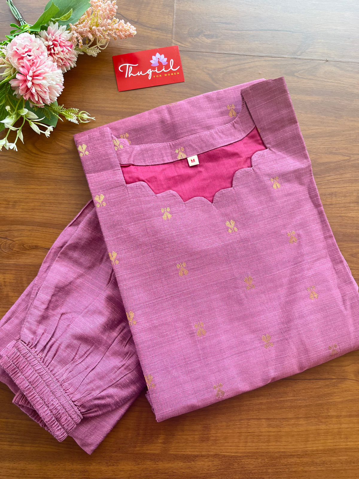 T132 READY TO DISPATCH Mauve Rose Slub Silk Top-Pant