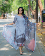 T387 Bavya - Kurta Set (Top-Dupatta)
