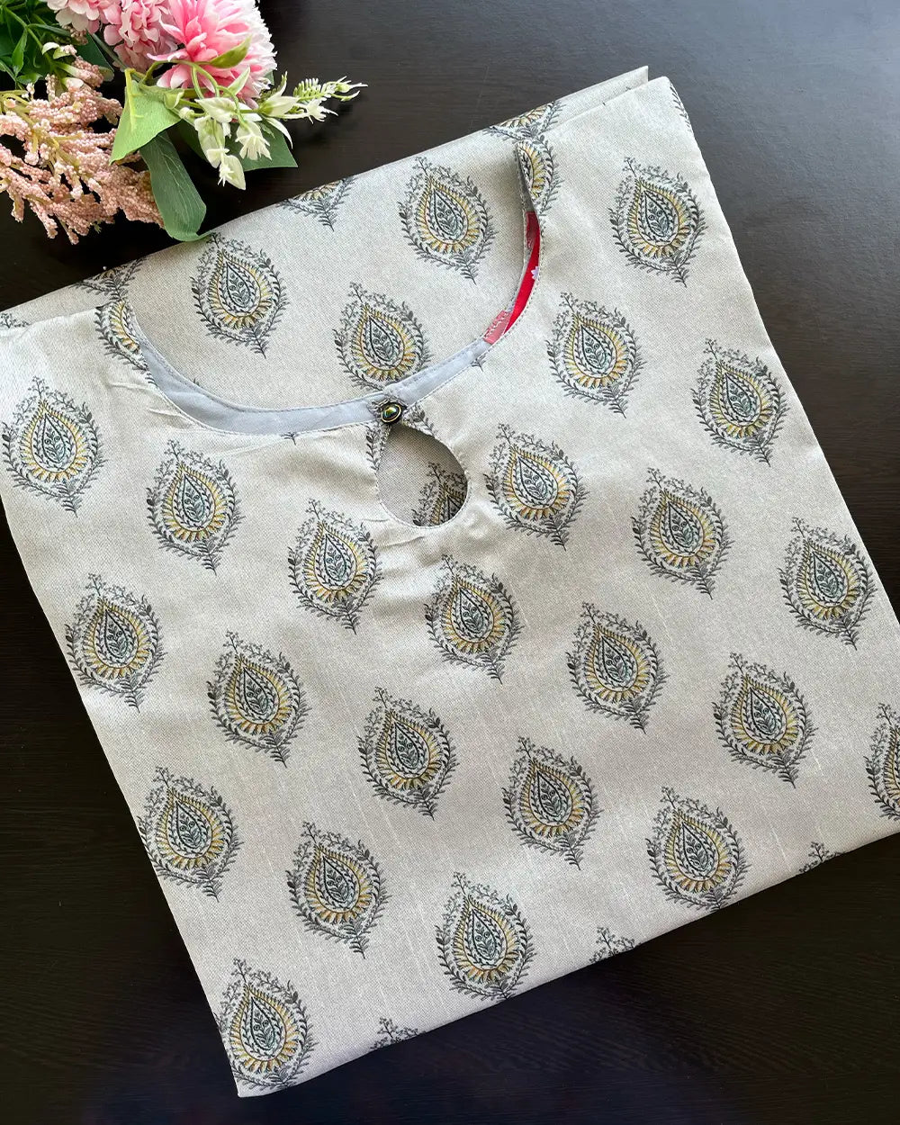 T135 Light grey Silk Kurta