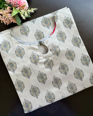 T135 Light grey Silk Kurta