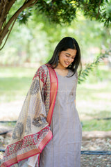 T529 Jivika (Hazelnut) Kurta Set (Top-Dupatta)