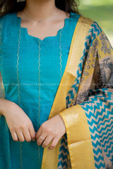 T528 Jivika (Teal) Kurta Set (Top-Dupatta)