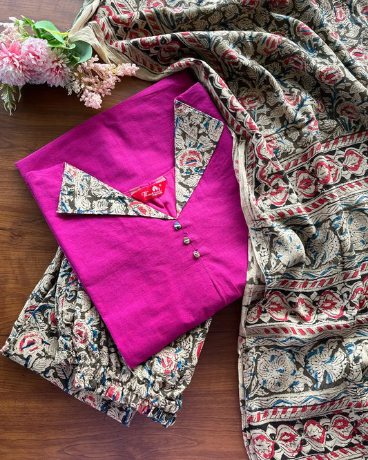 T179 Kalamkari Cotton Kurta Set