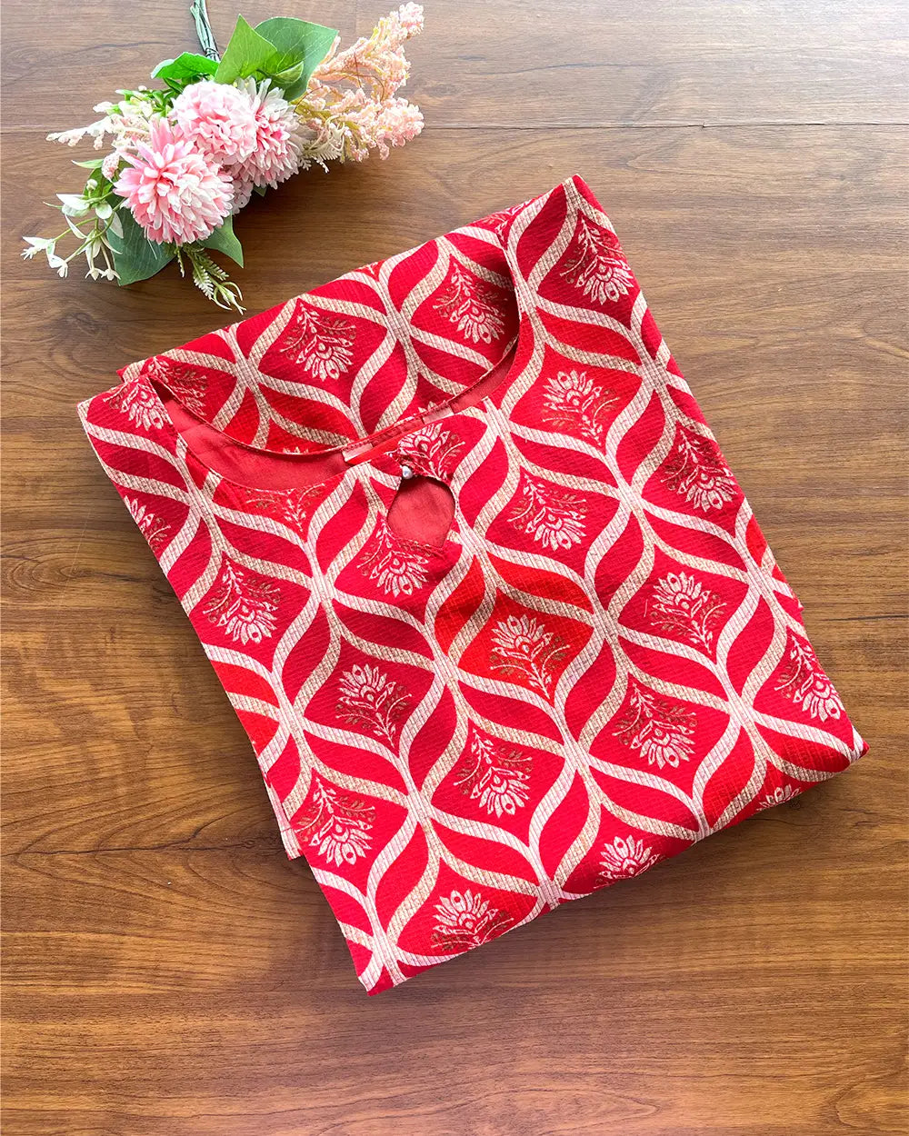 T194 Luxe Red Silk Kurta