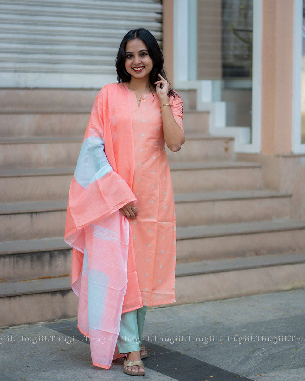 T322 Apricot Royale Kurta Set