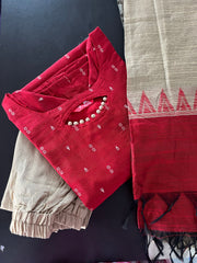 AS093 Slub Silk Kurta Set (Top dupatta pant )
