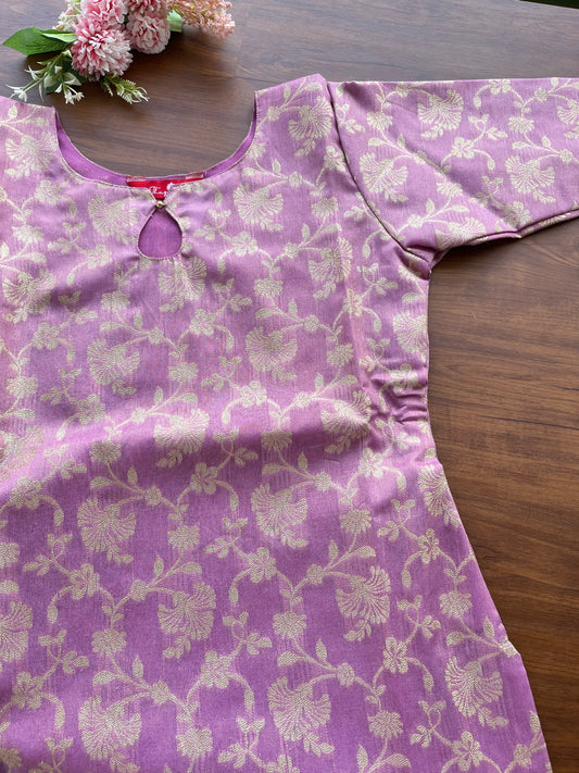 T090 Lavender-Pink Tissue Silk Kurta