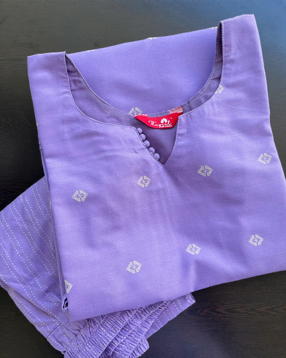 T082 2 in 1 Lavender Handloom Cotton Kurta Set
