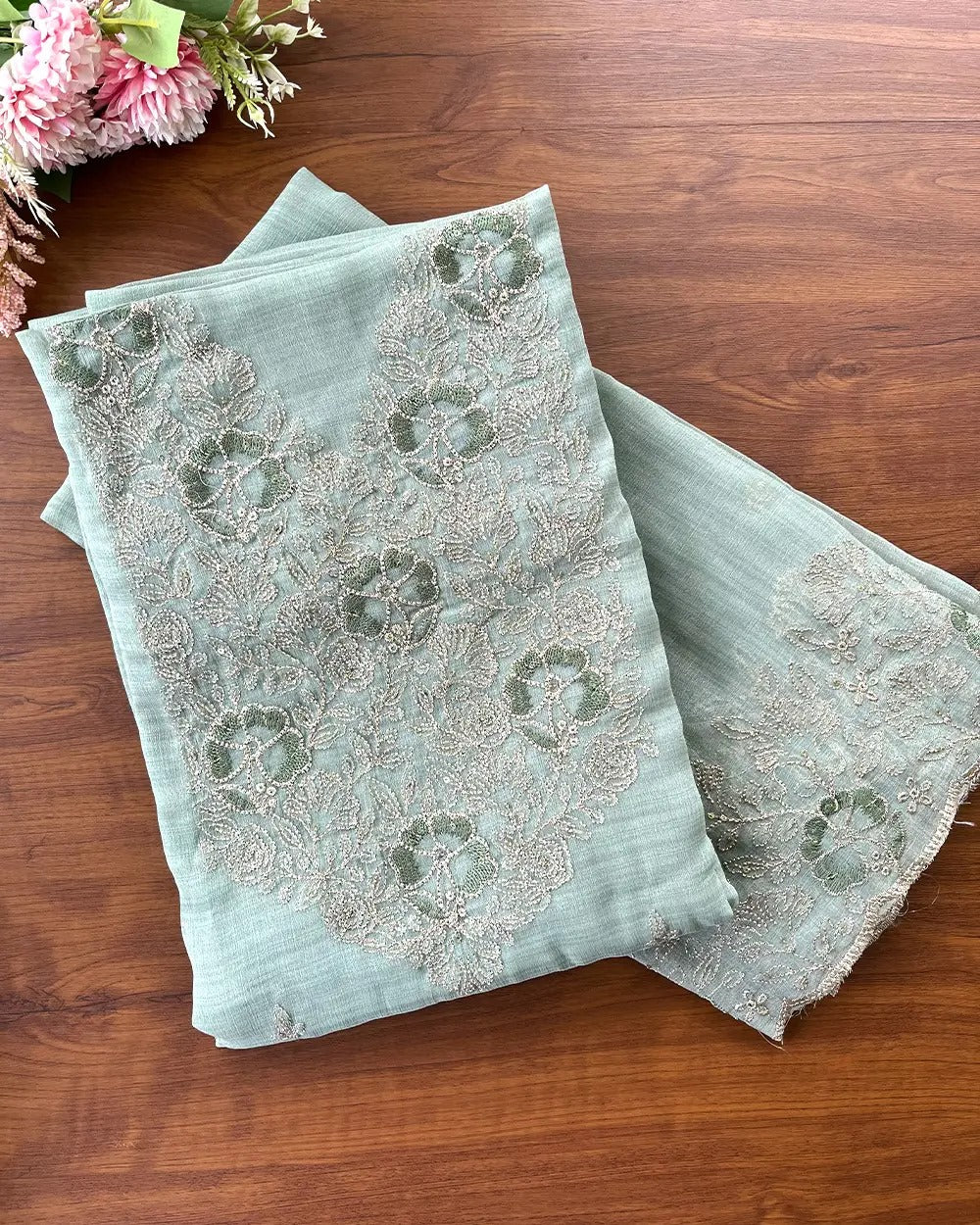 T114 Crushed Crepe Silk Unstitched Suits 