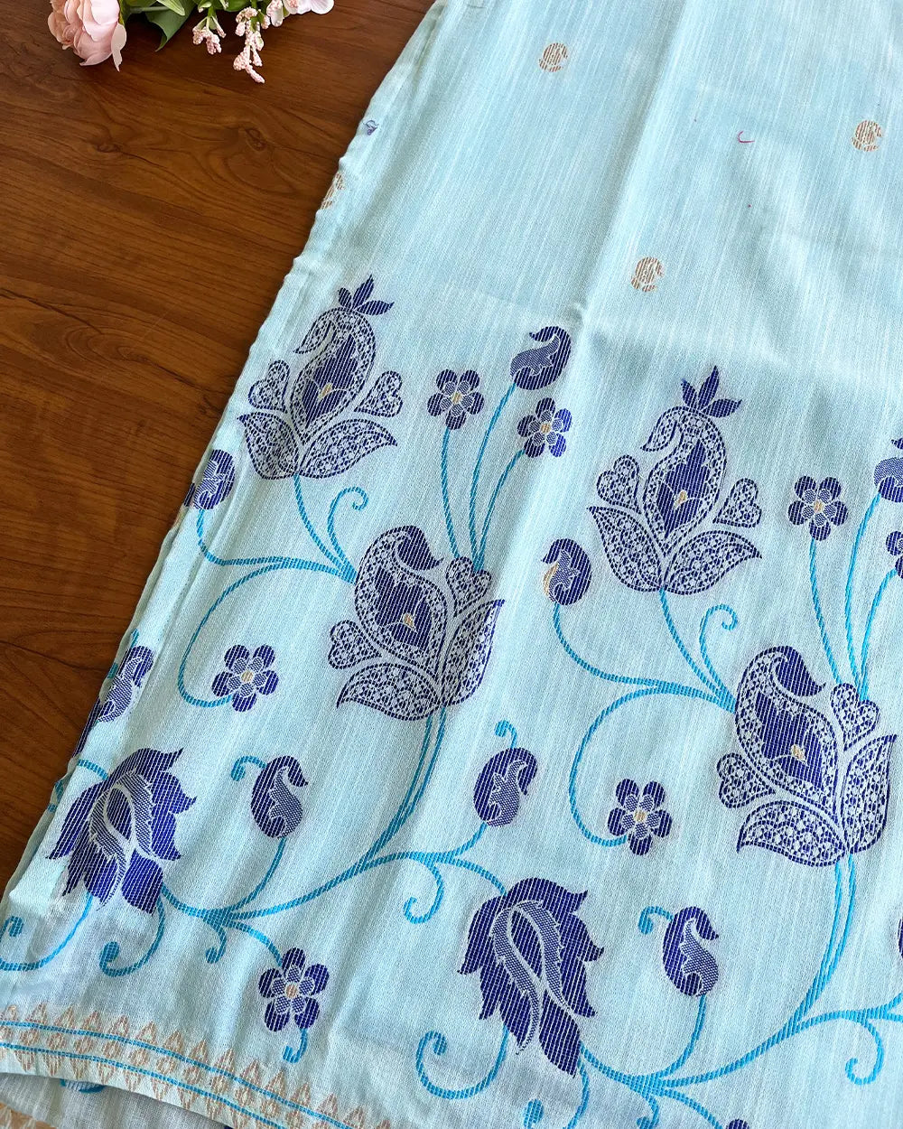 T125 Sky Blue Jamdani Kurta Set (Top-Dupatta)