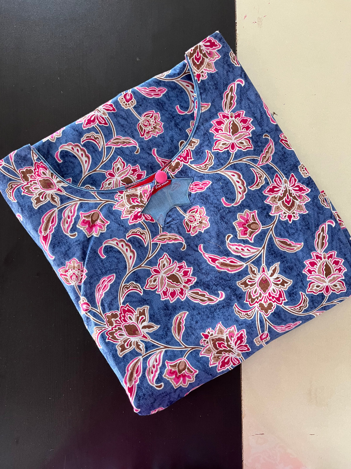 AS076 Floral Cotton Kurta