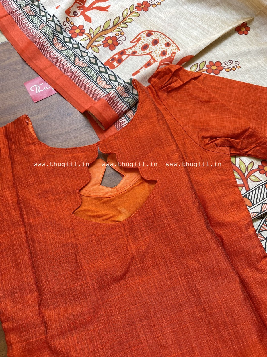 T313 Rust Kalamkari Charm Kurta Set