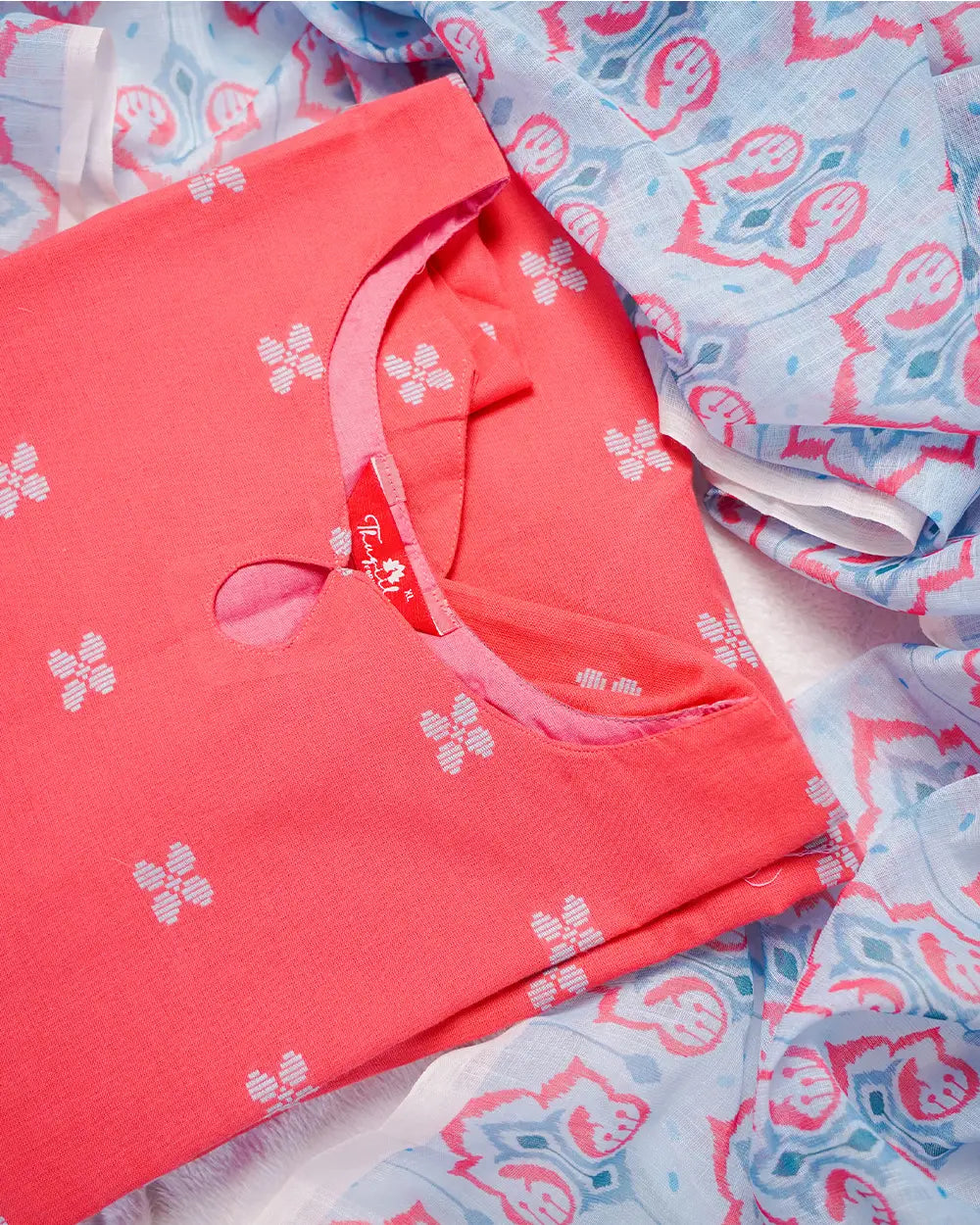 T171 Coral Breeze Kurta Set (Top-Dupatta)