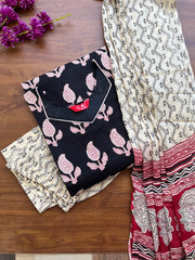 T354 Ananya - Cotton Hand-block Printed Kurta Set