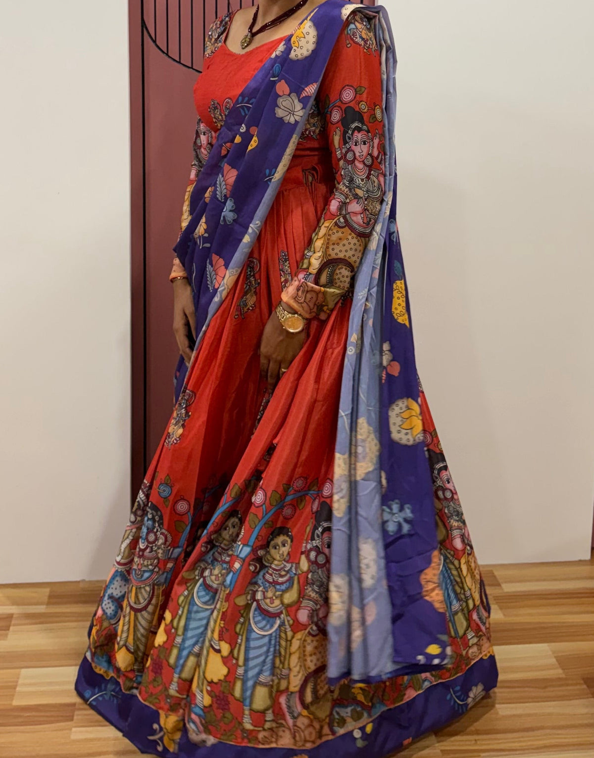 T532-A Red Kalamkari - DUPATTA
