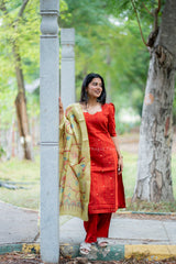 T537 Vaishnavi (Rust Orange) - Kurta Set
