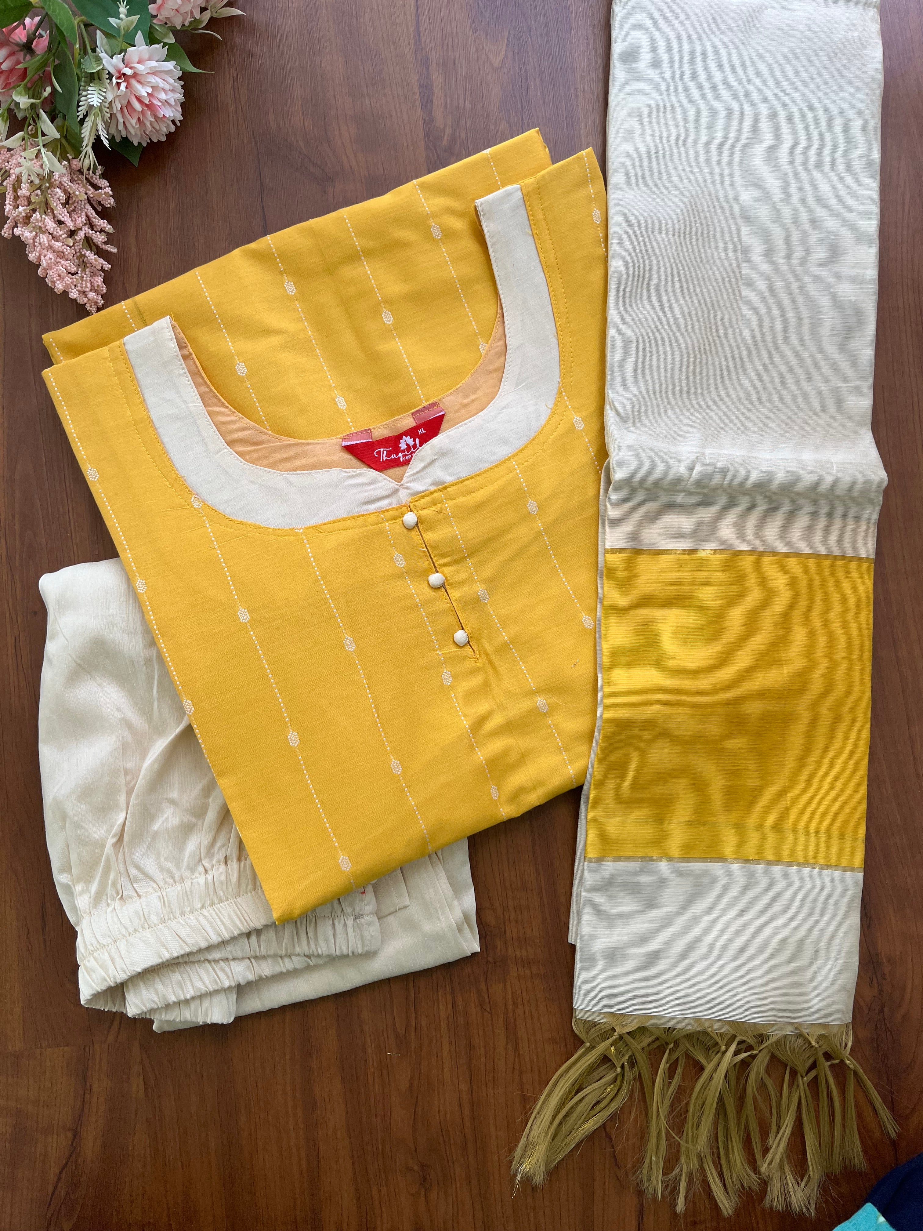 T088 Sunflower Butter Silk Kurta Set