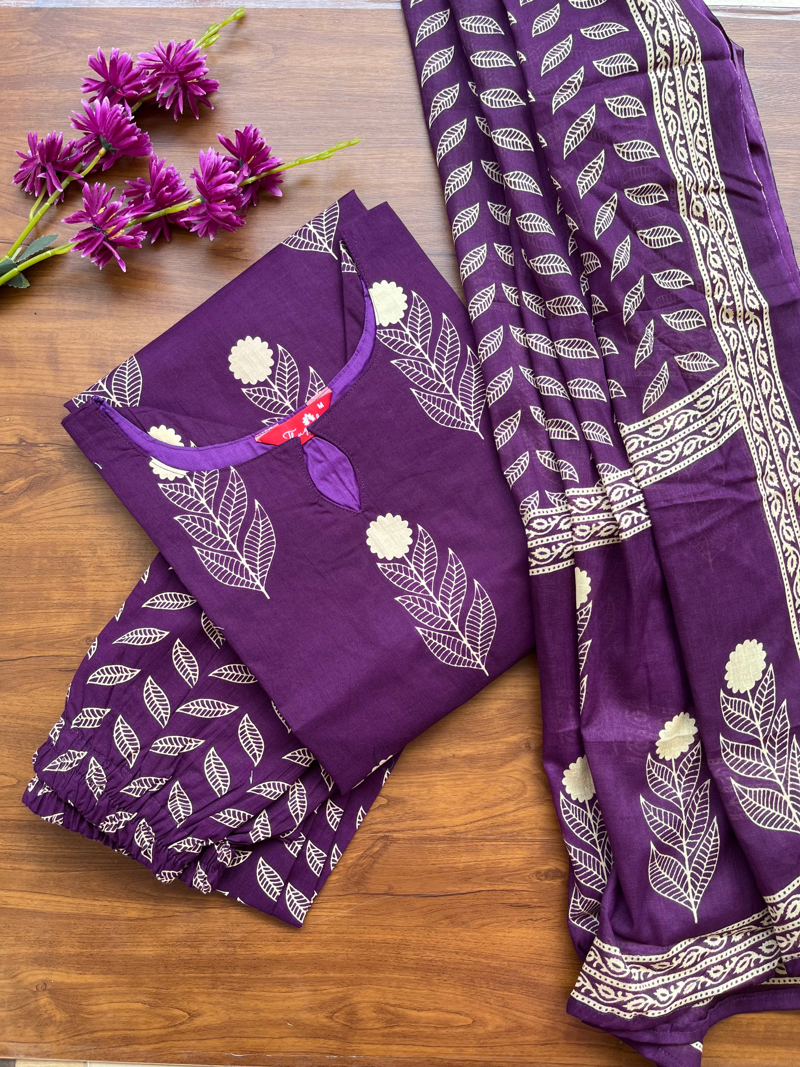 T357 Yashika - Cotton Hand-block Printed Kurta Set (Pre order 20-25 days)