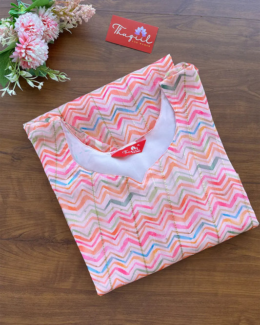 T157 Zig zag Organza kurta