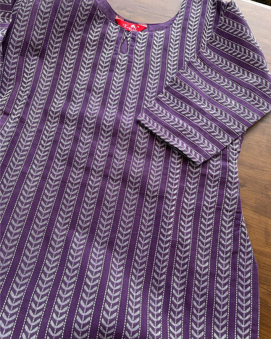T144 Purple Handloom Cotton Kurta Set