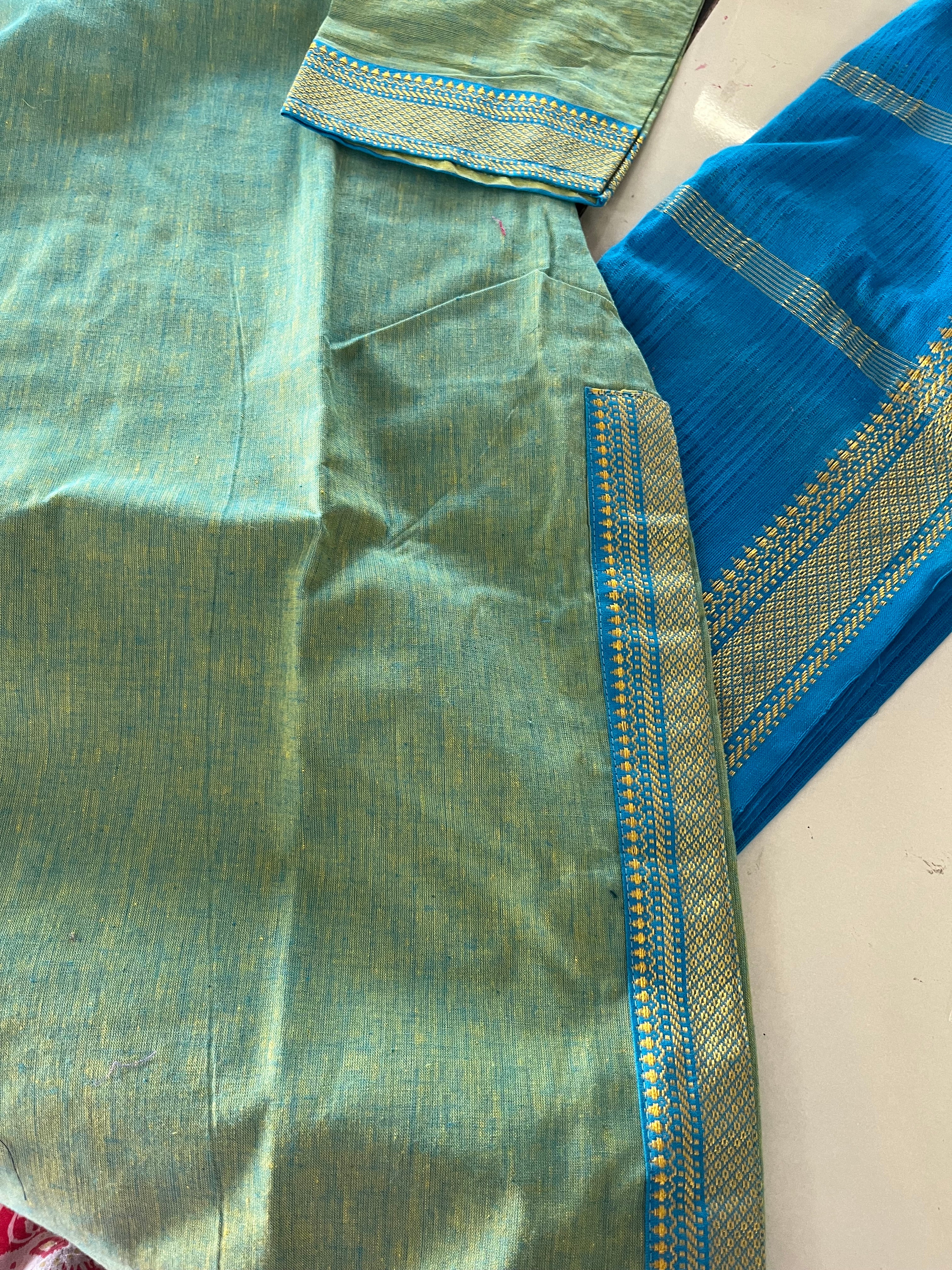 AS044 Cotton Kurta Set ( Top Pant Dupatta)