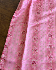 T123 Light Peach Organza Silk Zari Kurta