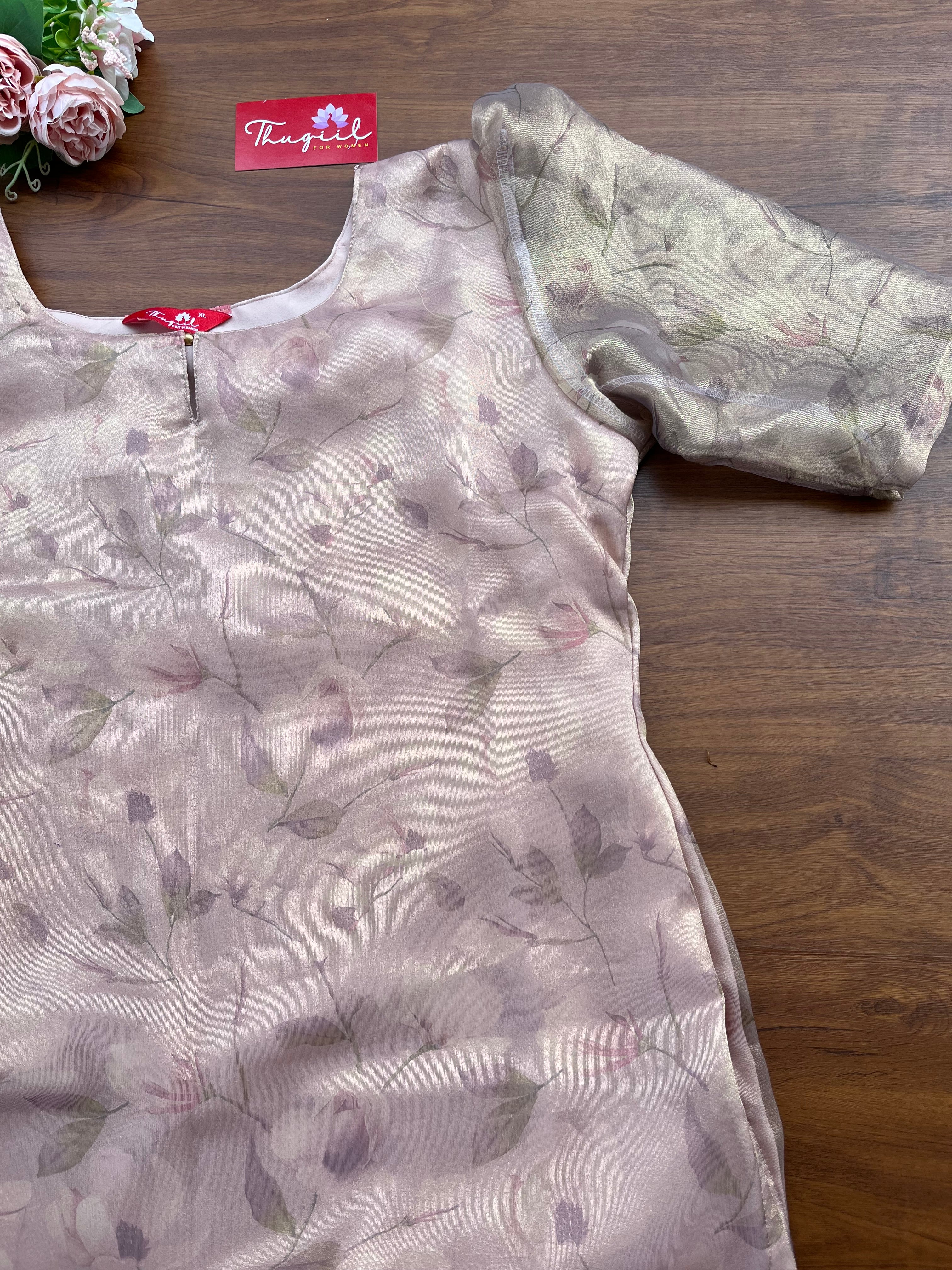 T297 Rose Gold Floral Kurta
