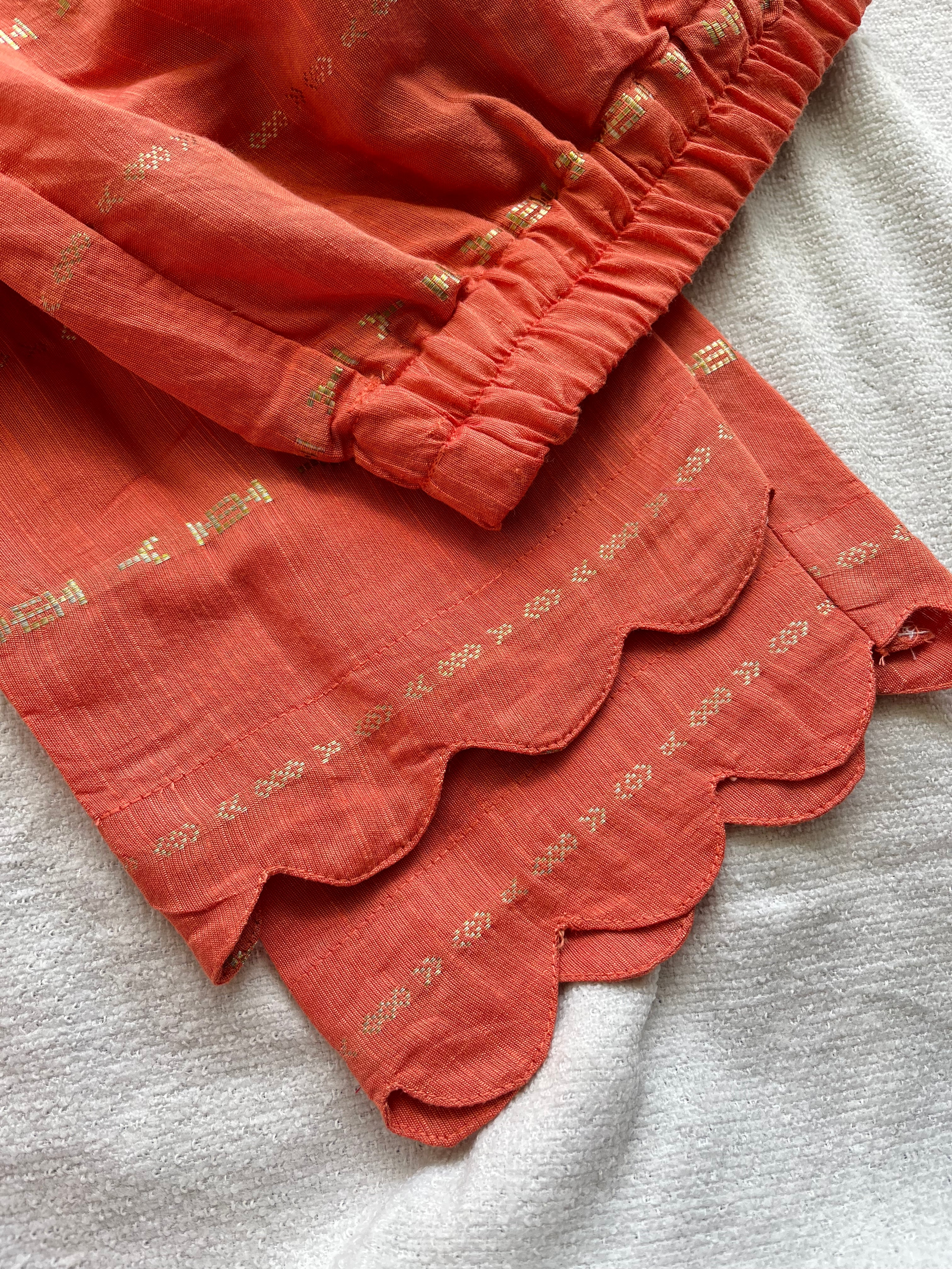 T087 Luxe - Peach Bloom Silk Kurta Set