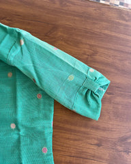 T126 Sea Green Chanderi Silk Kurta Set (Top-Dupatta)(Pre order 25 days)