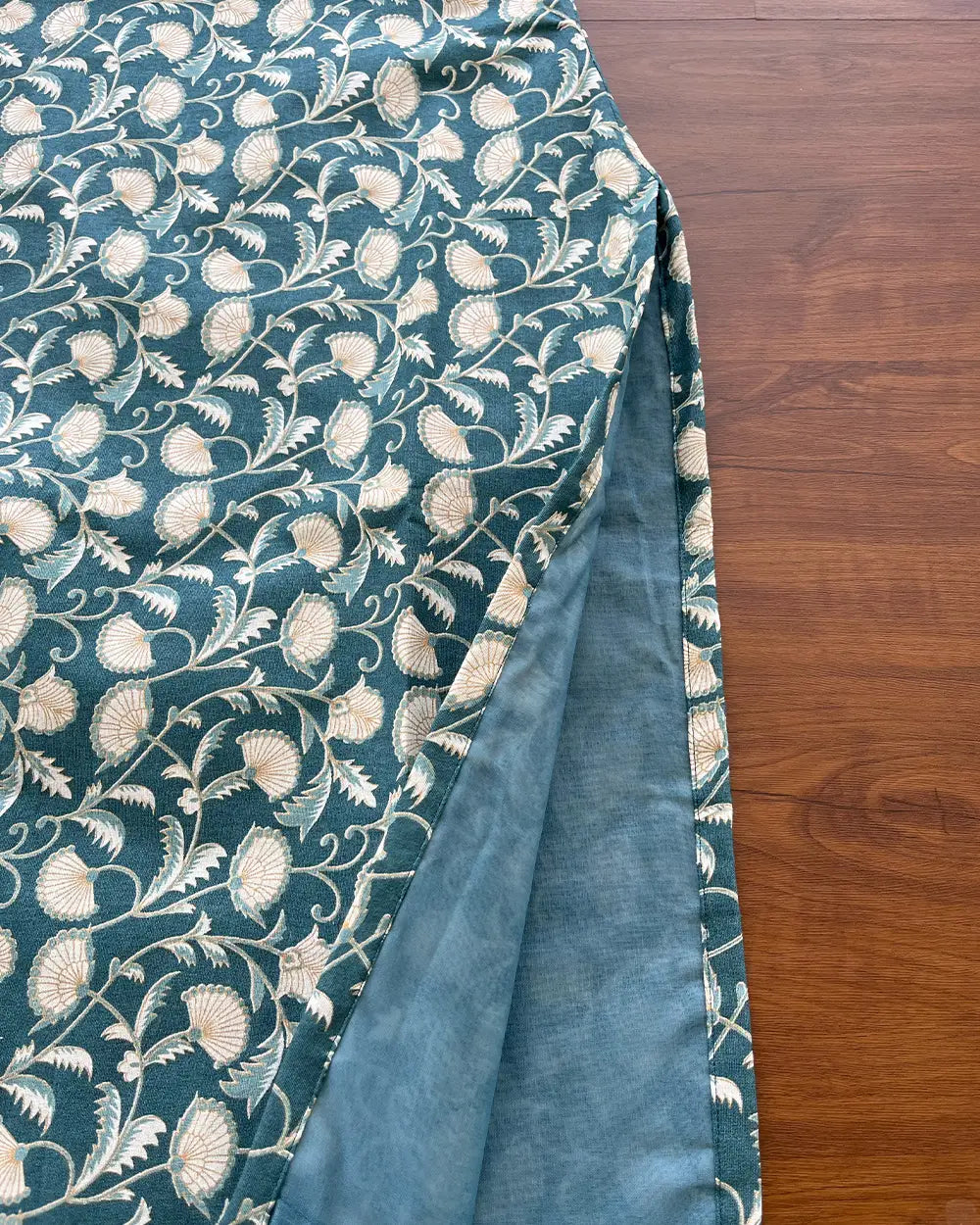 T159 Teal Floral Cotton Kurta